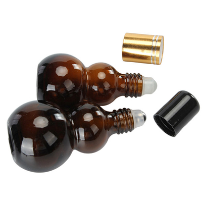 Wholesale 10-100ml Amber Double Gourd Shaped Essential Oil Roller Bottles‌ Eco-Friendly