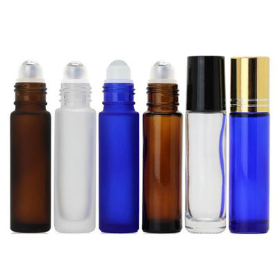 5ml 10ml রিফিলযোগ্য রোল অন বোতল বাঁশের ঢাকনা অ্যাম্বার নীল স্বচ্ছ ফ্রস্টেড রত্নপাথর খালি রোলার বল বোতল